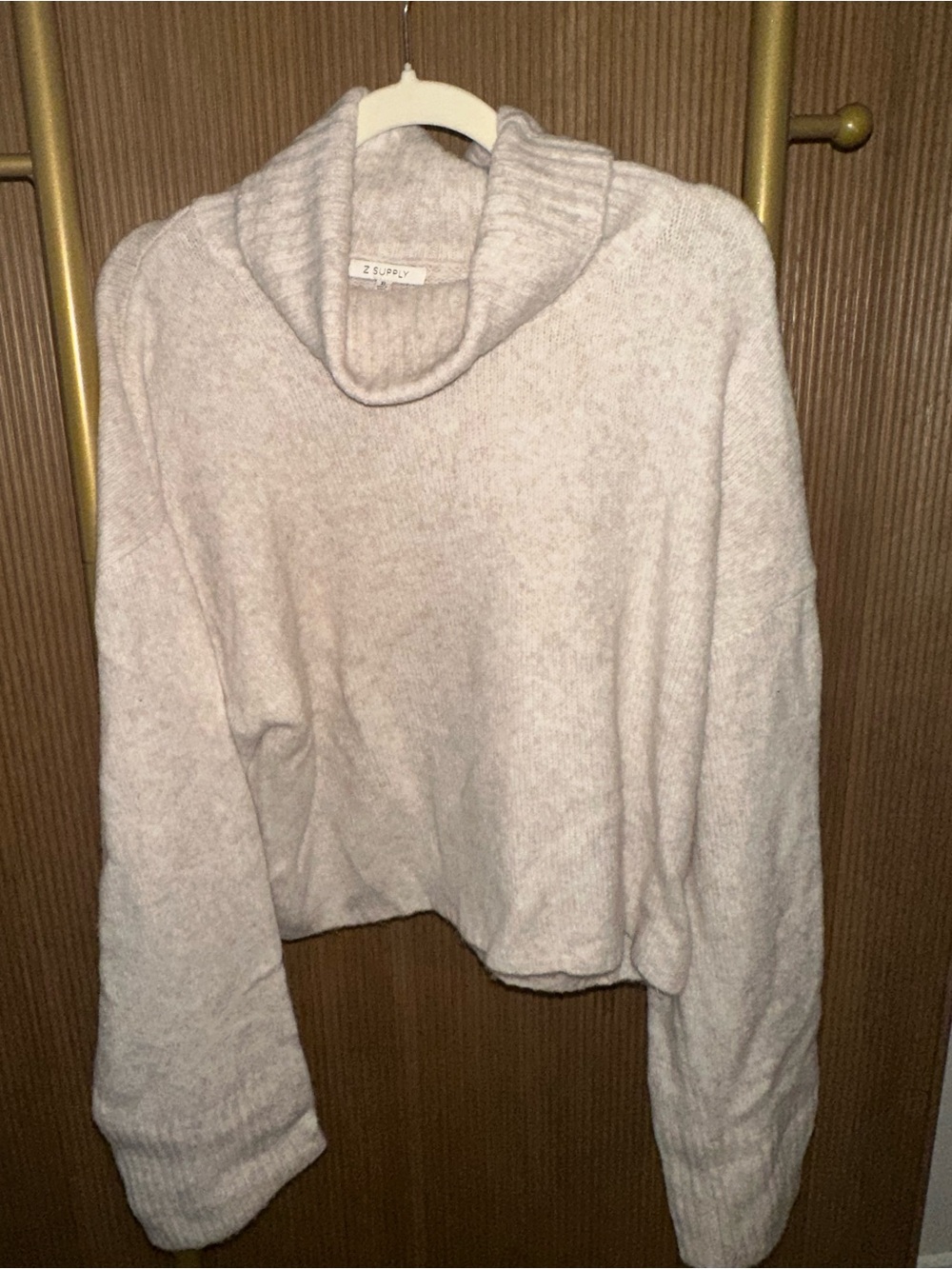 Z Supply Light Cream Cowl Neck Sweater
